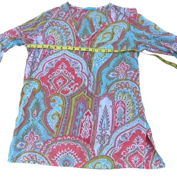 J. McLaughlin colorful shear swim cover up 100% cotton size small Tunic - Picture 7 of 11